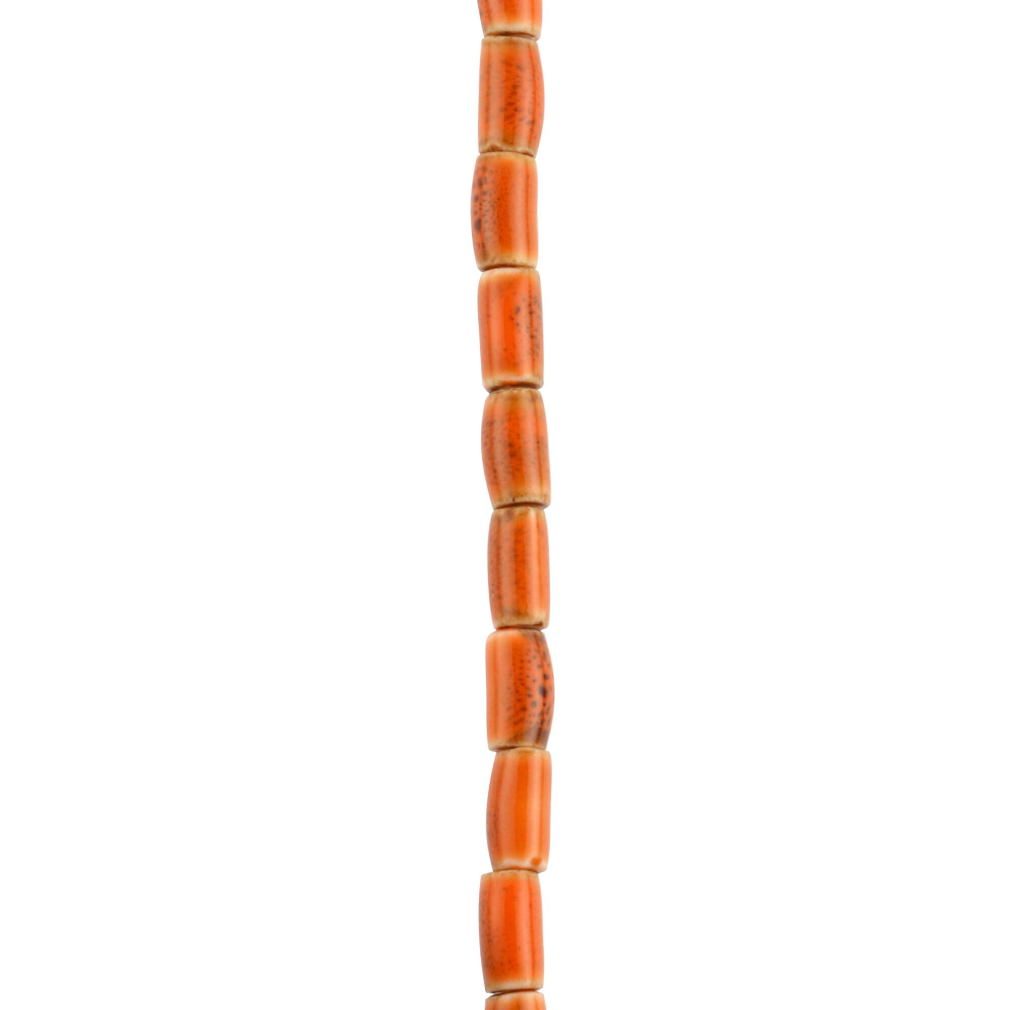 Orange Ceramic Tube Beads, 10mm by Bead Landing™